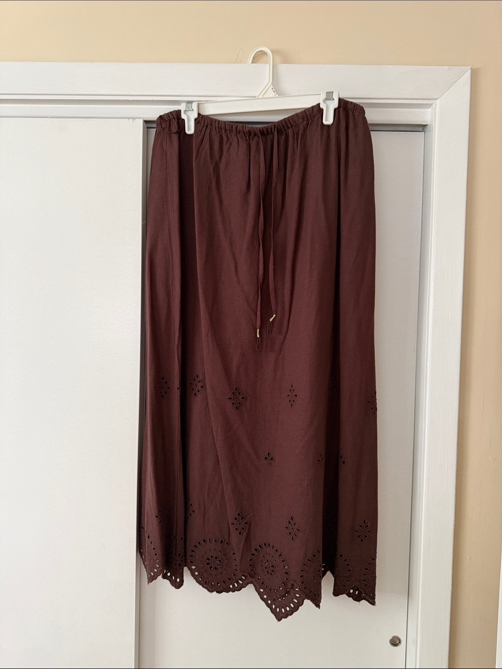 River Island Chocolate Brown Eyelet Hem Maxi Skirt